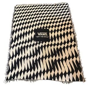 Vans Off The Wall Woven Throw Blanket Black White Checkerboard Logo 52x60 Fringe